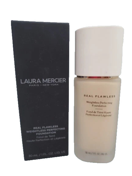 LAURA MERCIER REAL FLAWLESS WEIGHTLESS PERFECTING FOUNDATION 0N1 SILK 1 OZ BOXED