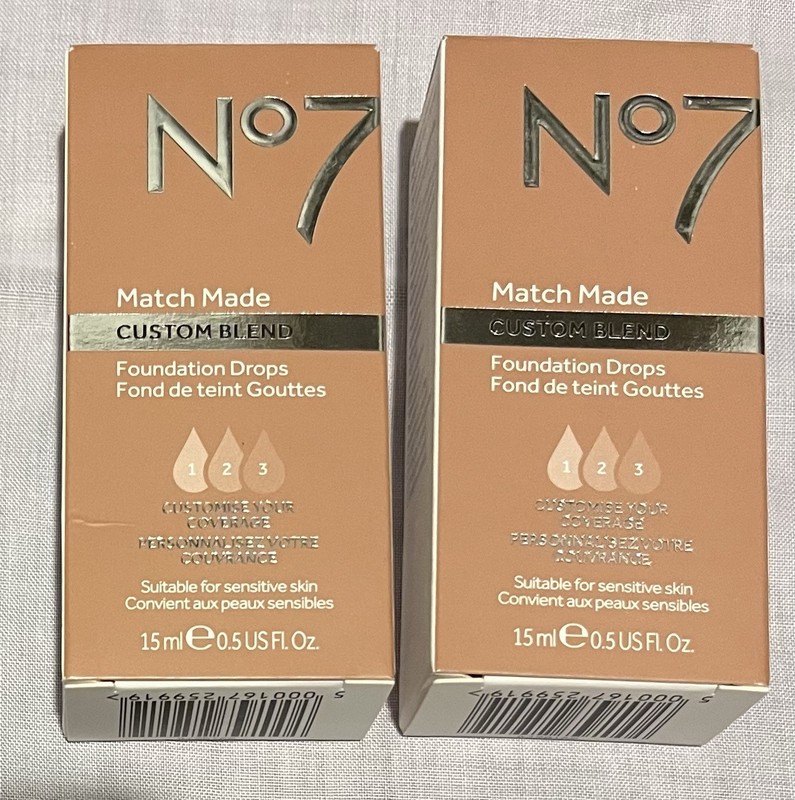 Pack of 2 – No7 Match Made Custom Blend Foundation Drops- Cool Rose 0.5 fl Oz