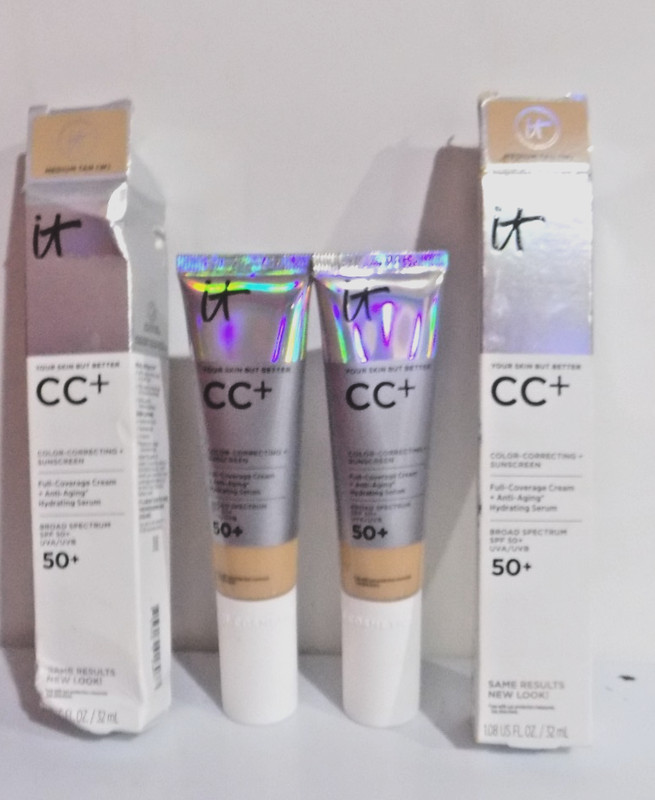 2~ IT Cosmetics CC+ SPF 50 ( Medium Tan w ) 1.08oz (EXP 07/28)*1 BOX IS DAMAGED