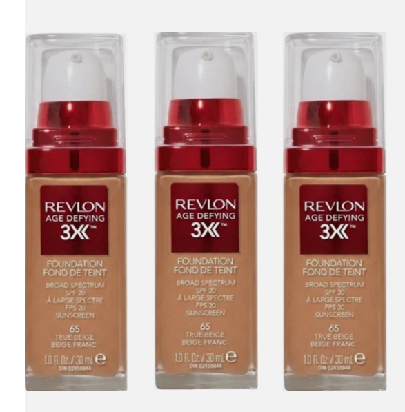 Revlon Age Defying 3X Makeup Foundation, Makeup, #65 True Beige 3 PACK