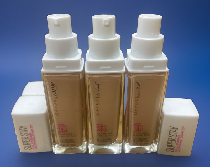 Maybelline Superstay Full Coverage 24HR Foundation 105 Fair Ivory Lot Of 3 Read