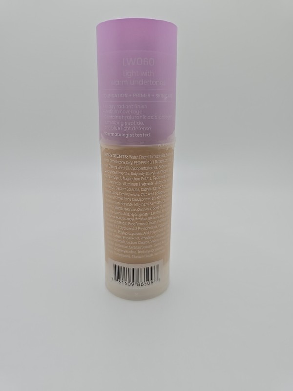 Joah Crystal Glow Peptide-Infused Foundation LW060 Light w/Warm Undertones New gallery
