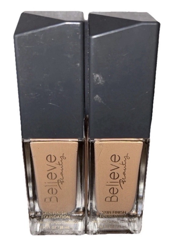 Lot of (2) Believe Beauty Skin Finish Foundation Medium To Full Coverage. Sand