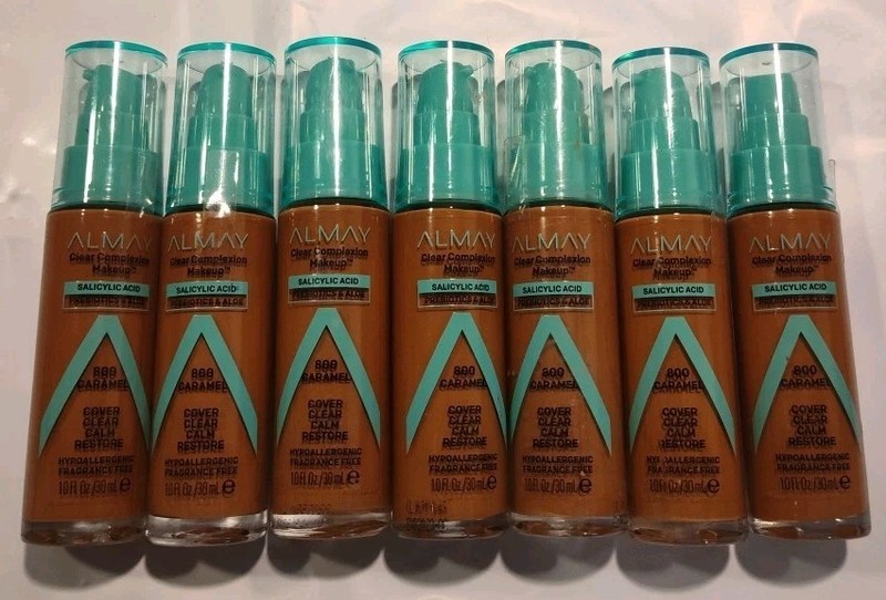 LOT OF 8 Almay Clear Complexion foundation With Aloe 800 CARAMEL 1 oz ea NEW