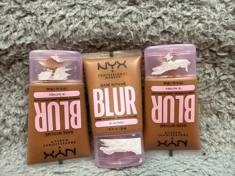 3x NYX Bare With Me Blur Tint Foundation 18 Nutmeg