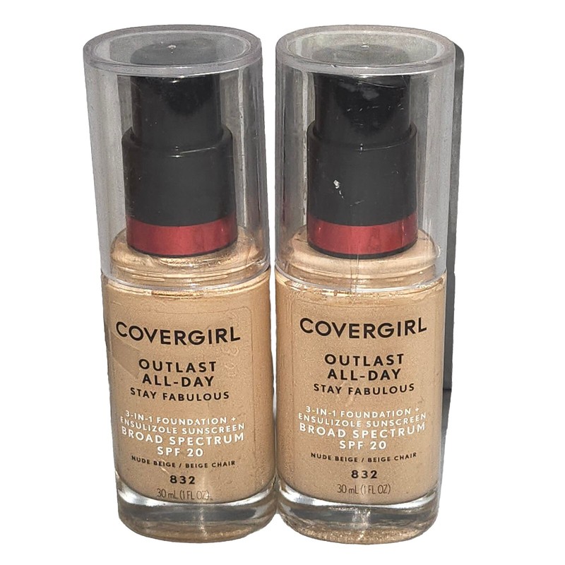 CoverGirl Outlast All Day Stay Fabulous 3-in-1 Foundation 832 Nude Beige 2pcs