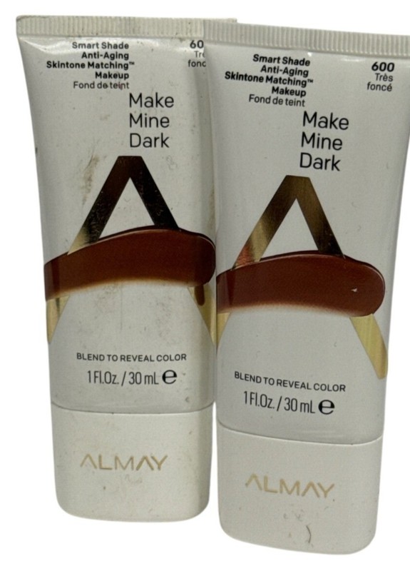 Lot of 2 Almay Smart Shade Anti-Aging Foundation 600 Make Mine Dark 1oz NEW
