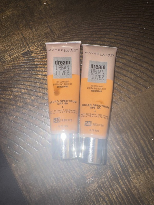2 Maybelline Dream Urban Cover Full Coverage Foundation SPF 50 Cappuccino 340