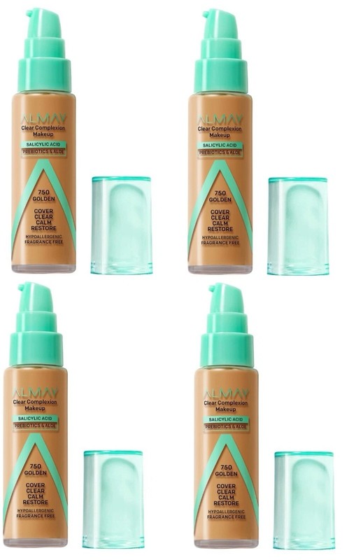 Almay Clear Complexion Acne Foundation with Salicylic Acid, 750 Golden, 4 Pack