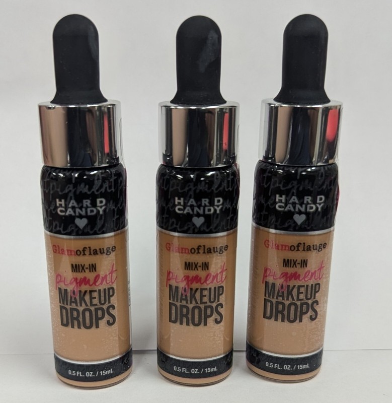 3PCS HARD CANDY GLAMOFLAUGE MIX-IN PIGMENT MAKEUP DROPS #1182 DEEP 2 – 0.5fl oz