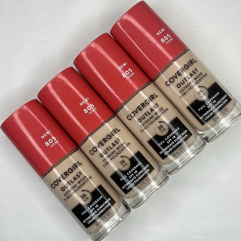 CoverGirl Outlast Extreme Wear Liquid Foundation #805 Ivory New LOT OF 4