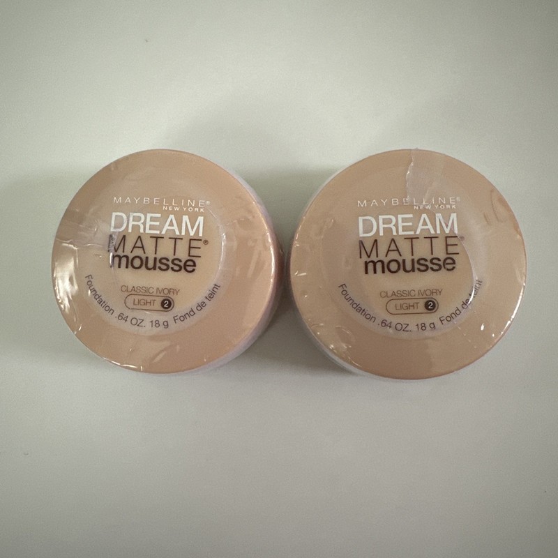 (2) Maybelline Dream Matte Mousse Classic Ivory Light 2 Foundation .64oz
