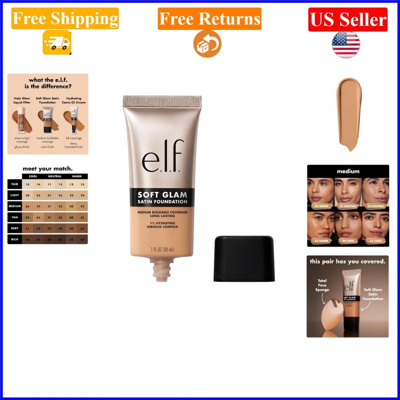 Soft Glam Foundation Medium Neutral 31, Long-Lasting & , 1.44 oz