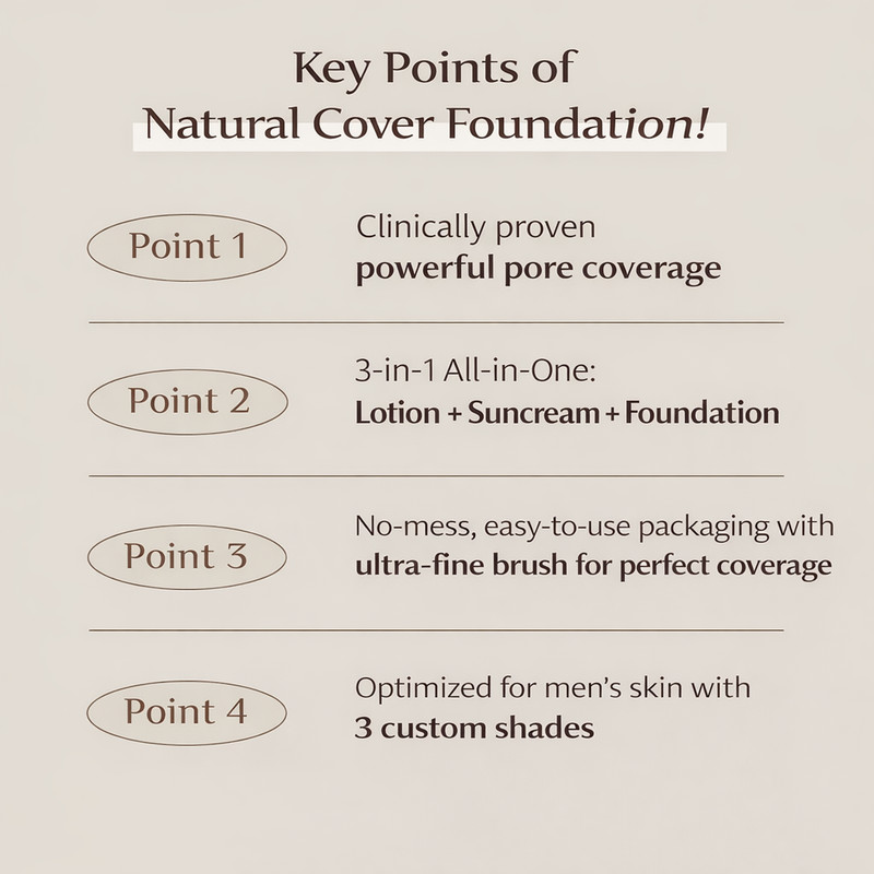 OBGE Natural Cover Foundation 13g for MEN SPF+/PA++++ gallery