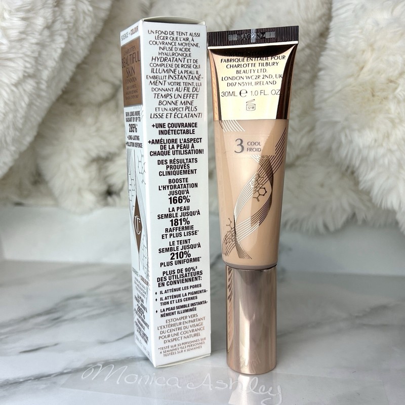 NEW Charlotte Tilbury Beautiful Skin Foundation Light 3 Cool 30ml Full Size NIB gallery