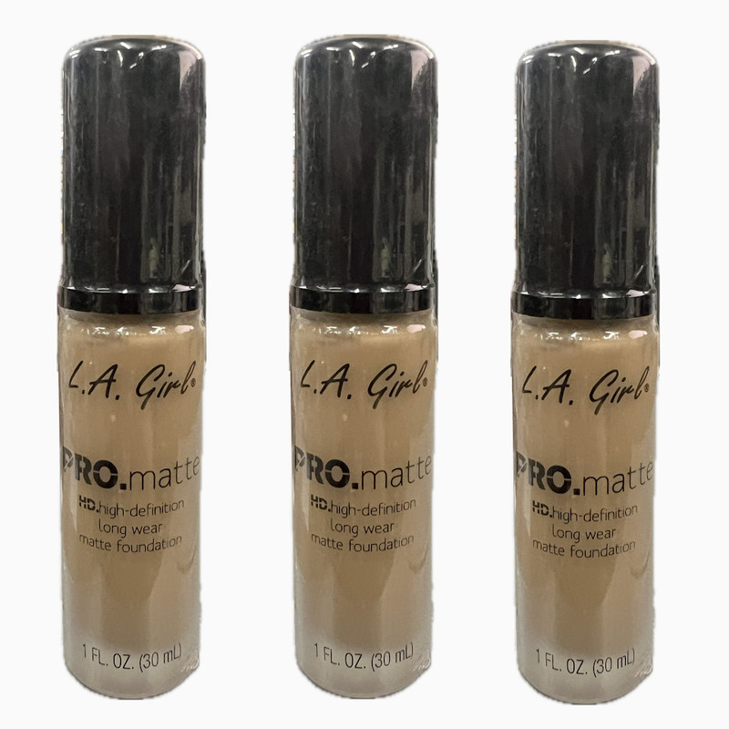 L.A. Girl Pro Matte Foundation, Sandy Beige, 1 Fluid Ounce – 3 PACK