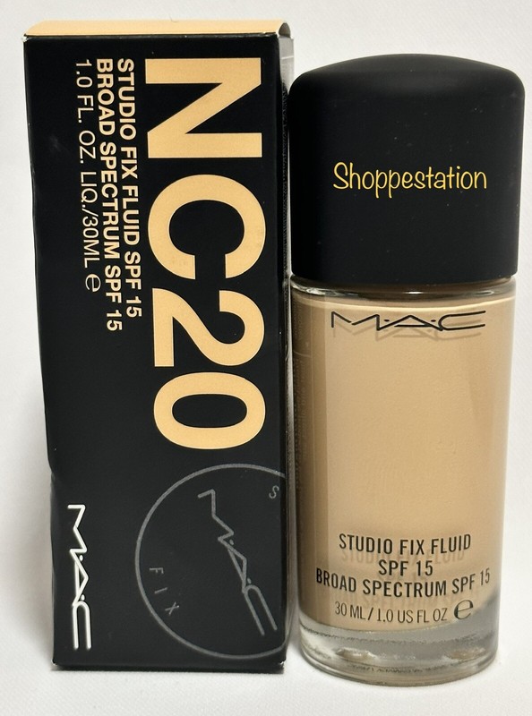 MAC Studio Fix Fluid SPF15 Foundation Shade NC20 Full Size 1oz / 30ml New In Box