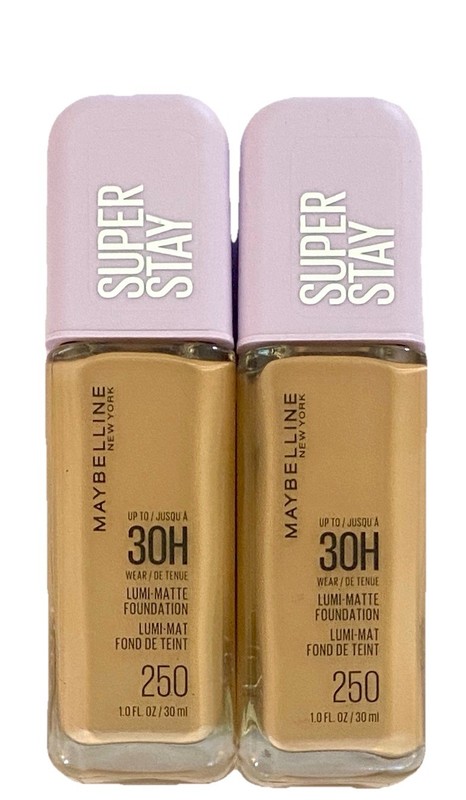 2 Pack # 250 Maybelline New York Super Stay Lumi-Matte Liquid Foundation