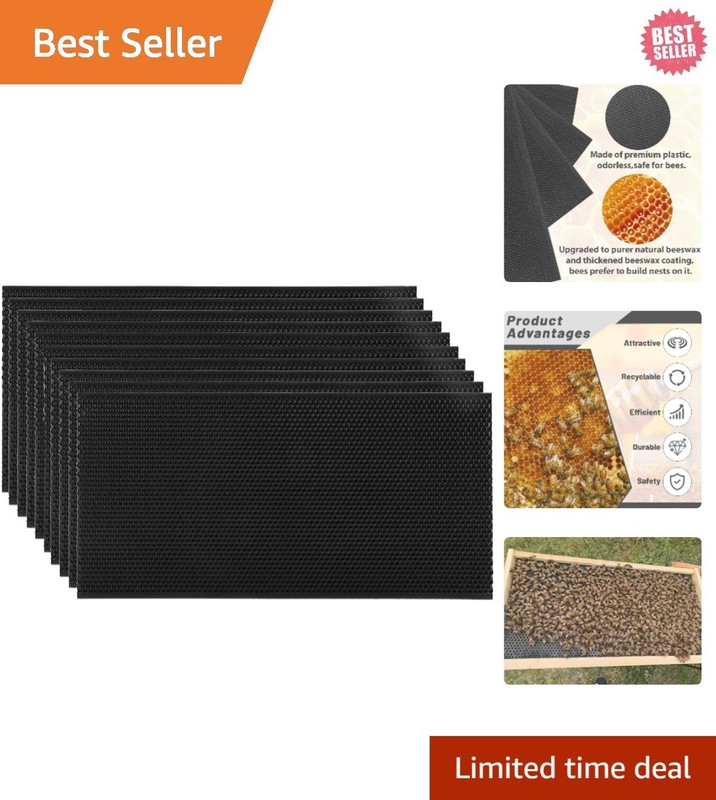 10 Pcs Beehive Waxed Coated Foundation Sheets for Deep Bee Frames – Ideal Bee…