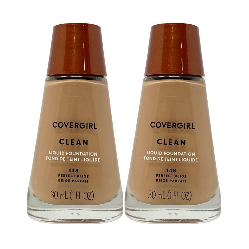 2 Pack – COVERGIRL Clean Liquid Foundation, 148 Perfect Beige, 1oz / 30mL