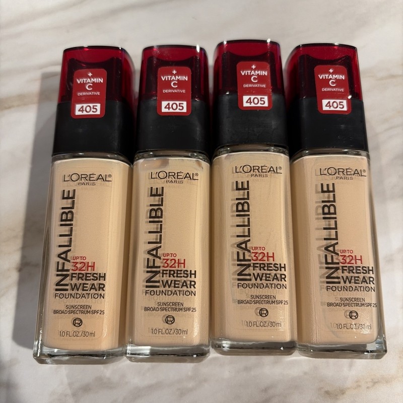 4 PACK L’Oréal Infallible Fresh Wear 24H Full Coverage Foundation 405 Porcelain