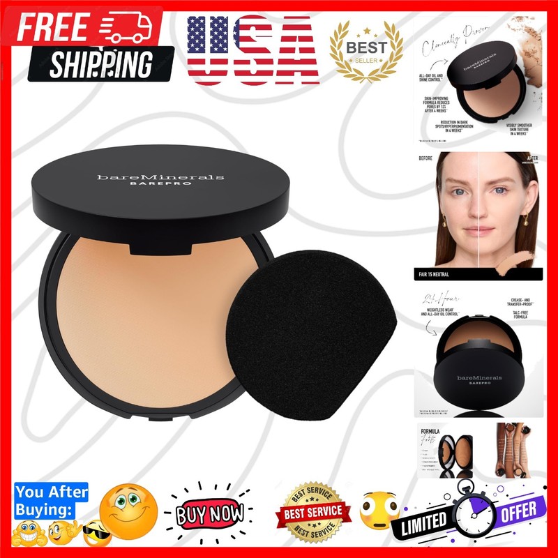 Barepro Skin-Perfecting Powder Foundation, Matte Pressed Powder Foundation Fu…