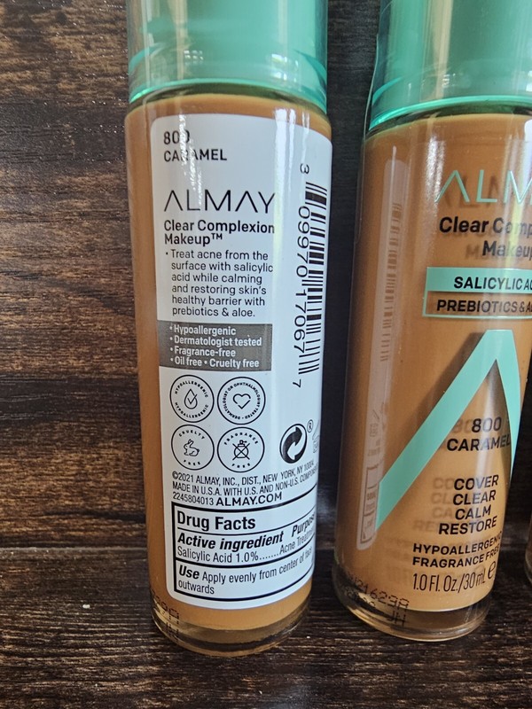 Almay Clear Complexion Foundation With Salicylic Acid 1 oz 800 CARMEL Lot Of 4 gallery