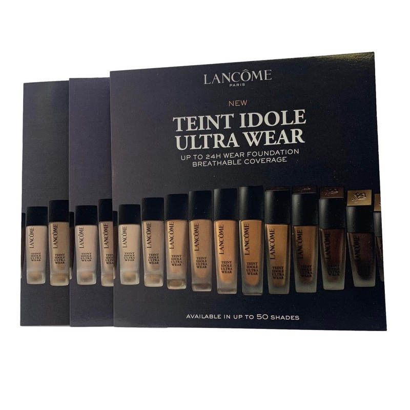 3X Lancome Teint Idole Ultra Wear Foundation 8-Shade Sample Card