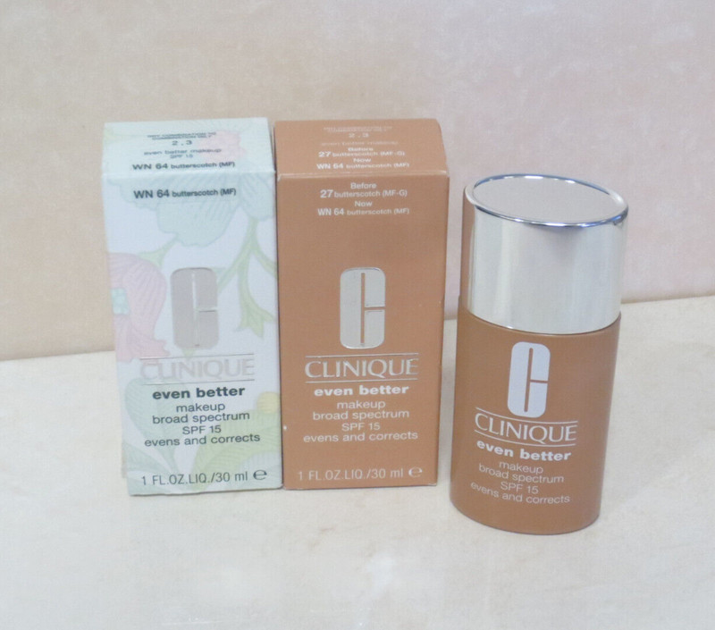 (2) CLINIQUE EVEN BETTER MAKEUP SPF 15 – WN 64 BUTTERSCOTCH (MF) – 1 OZ BOXED