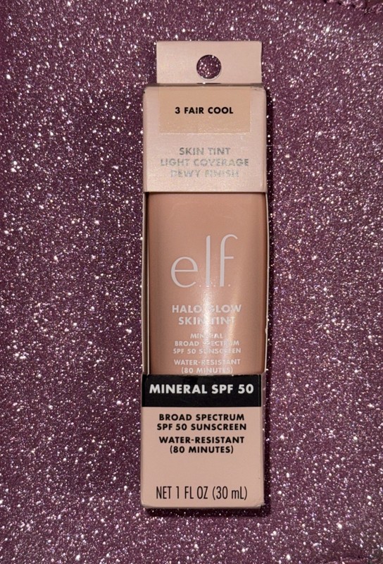 NEW e.l.f. Halo Glow Skin Tint SPF 50, Vegan & Cruelty-Free *3 FAIR COOL*