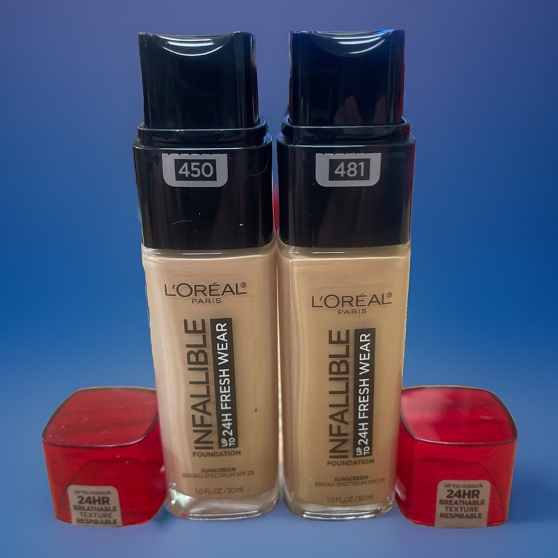 LOREAL Infallible 24hr Fresh Wear Foundation 450 Rose Beige 1oz 2 Bottles Read!!