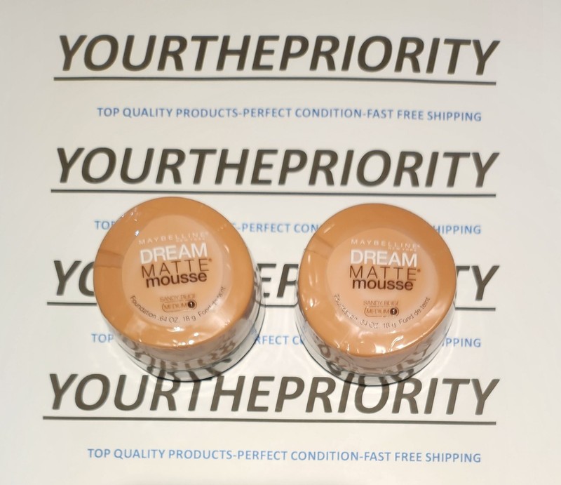 2 PACK MAYBELLINE SANDY BEIGE (MEDIUM 1) DREAM MATTE MOUSSE FOUNDATION FREE SHIP