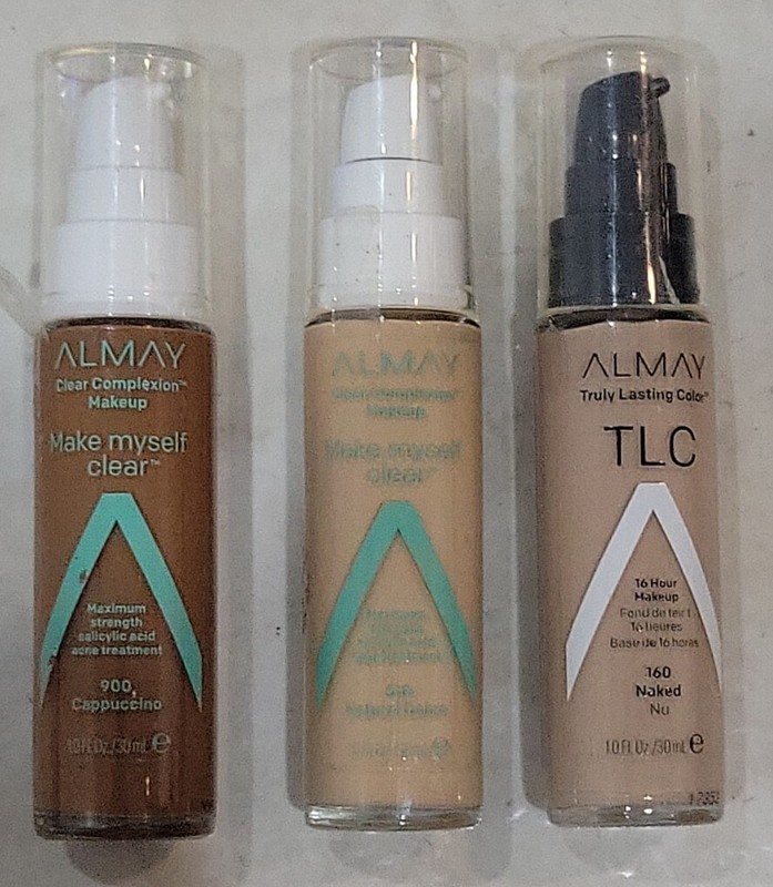 3 PACK ALMAY CLEAR COMPLEXTION MAKEUP 900 CAPPUCCINO 510 NATURAL OCHR 160 NAKED