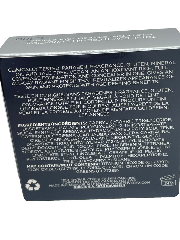 COVER FX G 100 G100 TOTAL COVER CREAM FOUNDATION .035 oz NIB PARABEN TALC FREE gallery