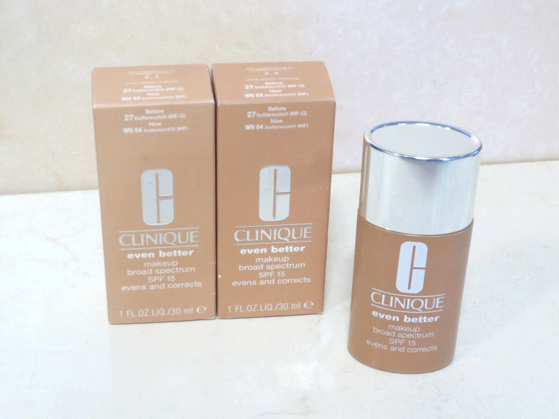 (2) CLINIQUE EVEN BETTER MAKEUP SPF 15 – WN 64 BUTTERSCOTCH (MF) – 1 OZ BOXED