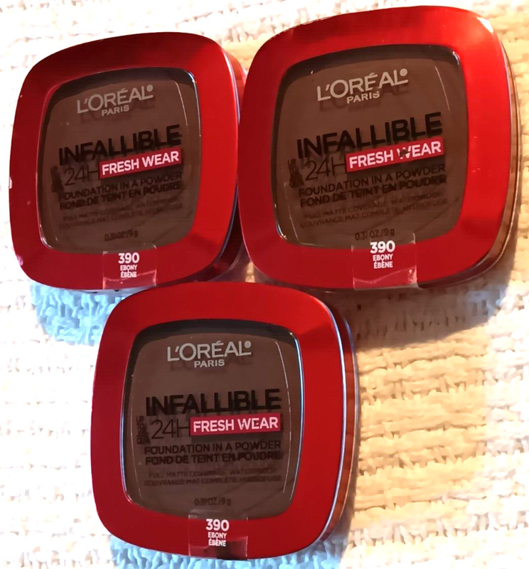 L’oreal Paris Infallible 24 HR Fresh Wear Foundation In A Powder 390 Ebony Lot