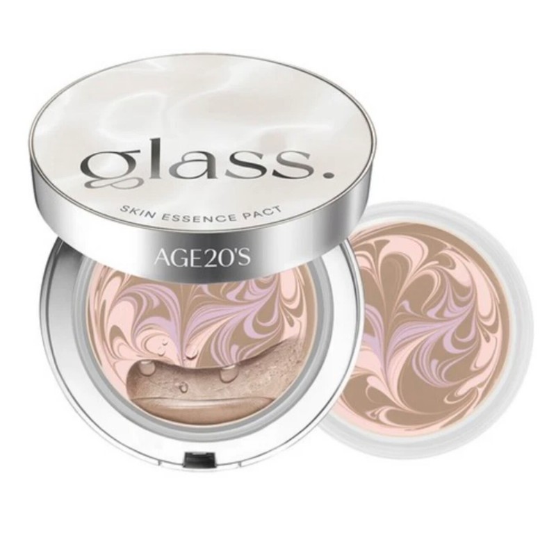 AGE 20’S Glass Skin Essence Pact Glow 12.5g + refill set, Moisturizing, KBeauty