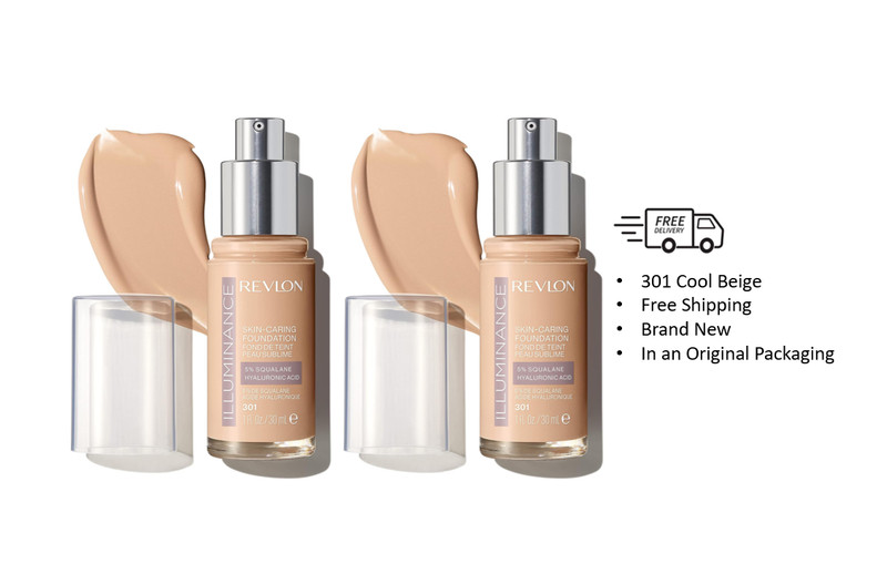 Revlon Illuminance Skin-Caring Liquid Foundation, 301 Cool Beige, 2 PACK !