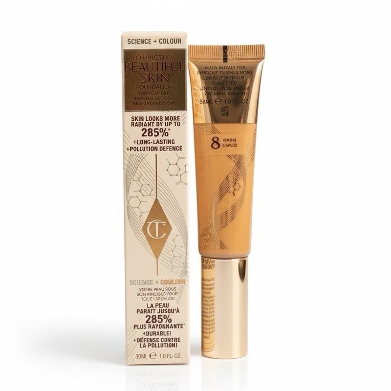 Charlotte Tilbury Beautiful Skin Foundation ~ 8 WARM ~ 1 fl oz • New