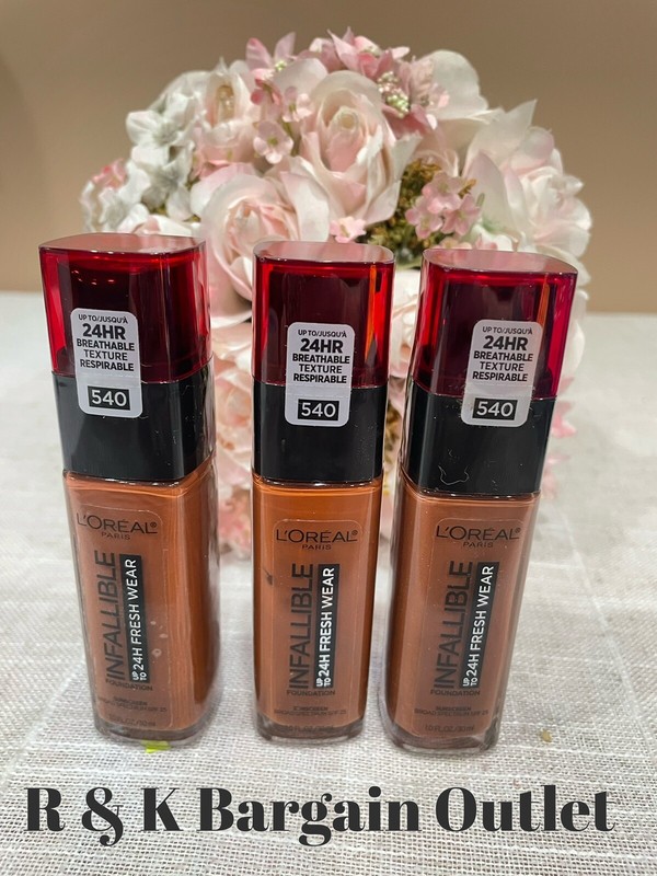 Loreal Infallible 24hr Fresh Wear Foundation 540 MAHOGANY 1oz Ea 3pcs Sealed