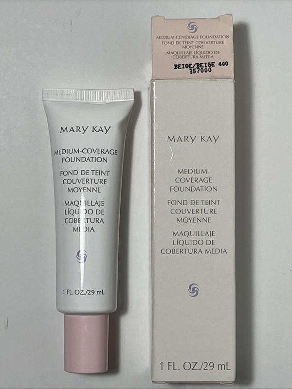 Mary Kay Medium Coverage Foundation BEIGE 400 #357000 Pink Cap Discontinued NIB