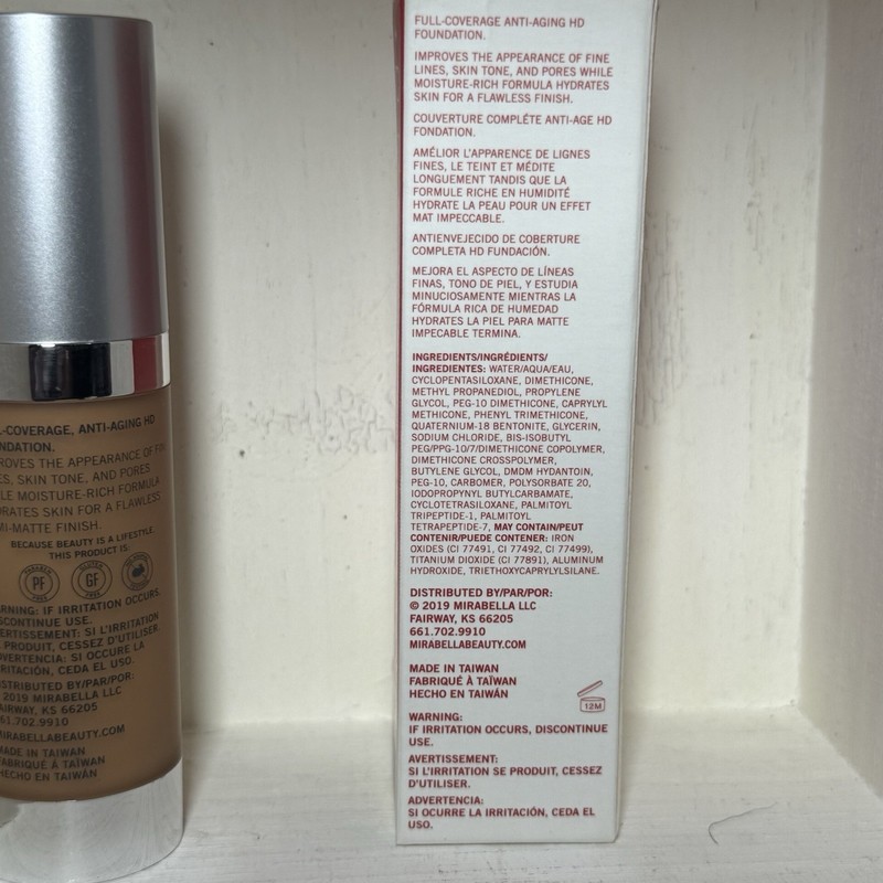 Mirabella Anti-Aging Invincible Foundation V Dark Tan GF Gluten Free HTF Rare gallery