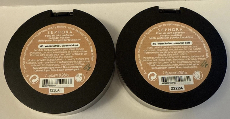 Lot of 2 ~ Sephora Matte Perfection Powder Foundation ~ 60 Warm Toffee ~ SEALED