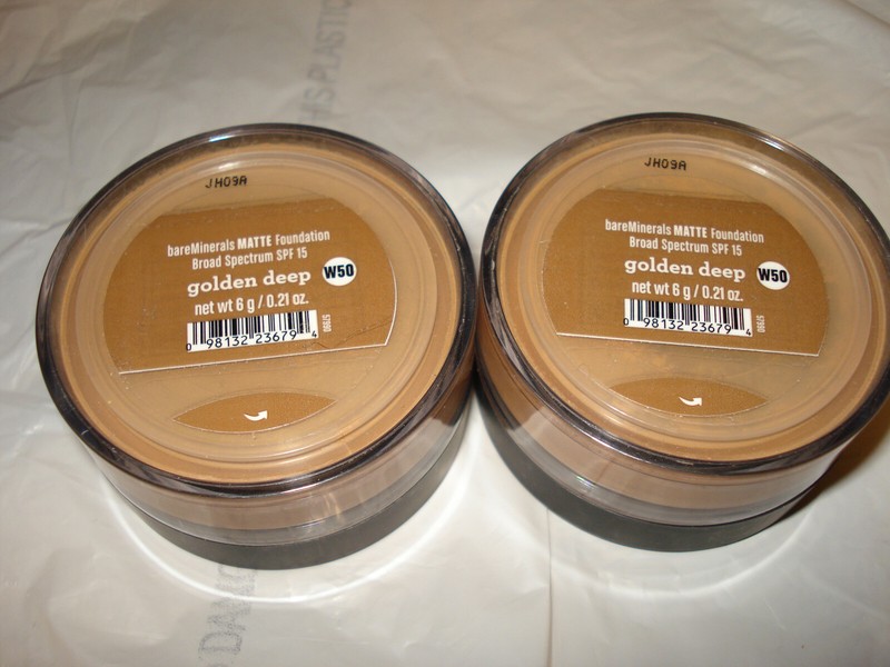 LOT OF 2 bareMinerals Matte Foundation SPF15 Size 6 g / 0.21 oz GOLDEN DEEP W50