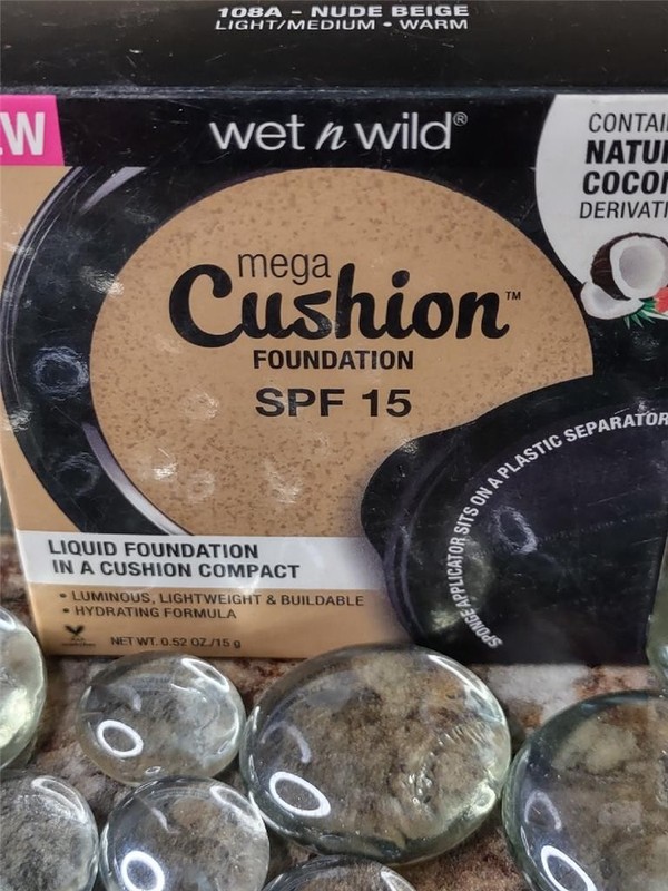 Wet N Wild MEGA CUSHION Liquid Foundation In A Cushion Compact #108A NUDE BEIGE