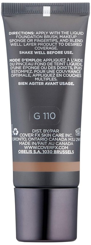 Cover FX Natural Finish Foundation G110 For Deepest Brown Skin With Golden Tones gallery