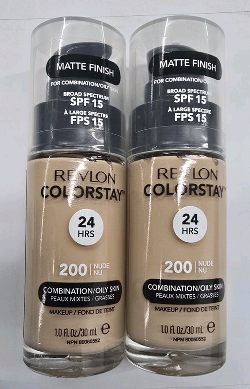 (2 Pack) Revlon Colorstay Makeup Foundation Combination/Oily Skin – 200 Nude