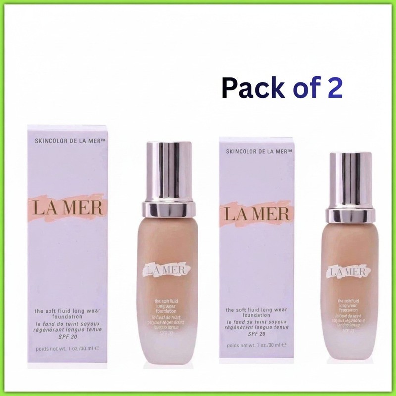 (PACK OF 2 )La Mer The Soft Fluid Long Wear Foundation Shade IVORY 01 (30 ML)