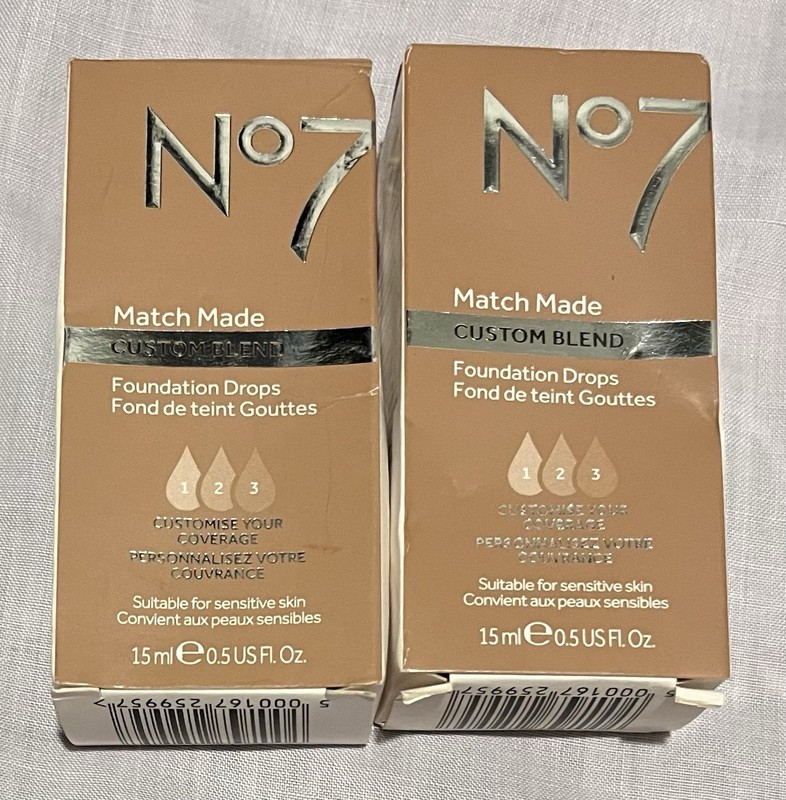 Pack of 2 – No7 Match Made Custom Blend Foundation Drops- Latte 0.5 fl Oz