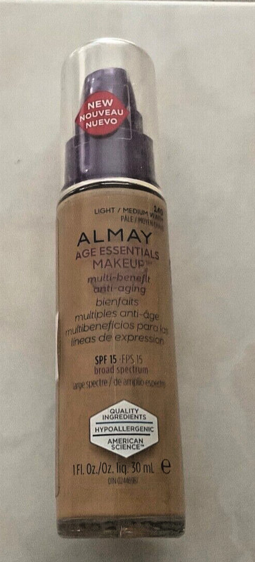 2Almay Age Essentials Multi Benefit Make Up Foundation 140 Light/medium Warm
